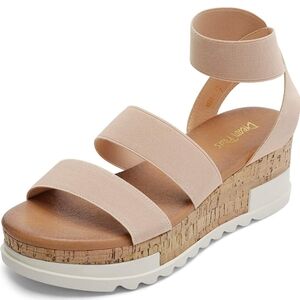 Dream Pairs Women's Nude Wedge Sandals